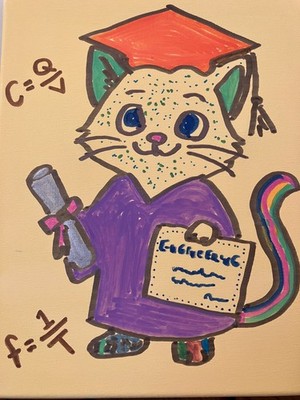 8x10 Acrylic Painting Specialist Kitty Gets Advanced Degree In Engineering