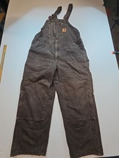 Carhartt Overalls Mens 42x30 Brown R27 Dkb Adjustable Double Knee Bib Vintage
