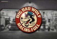 Big Bad Wolf Racing Fuel Water Slide Decal Rat Speed Flathead Funny Gas Oil