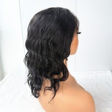 Free Shipping Human Hair 10inch 1 Dark Black Body Wave 13x4inch Lace Front Wig