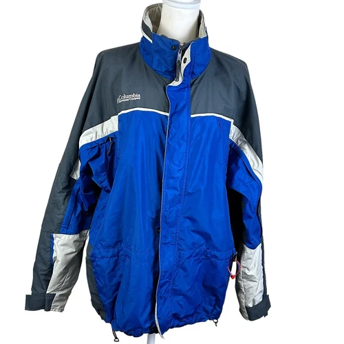 UNDERCOVER Columbia Giacca Meteo Uomo Grande Blu Grigio Pioggia Neve Tasche Zip Nascoste