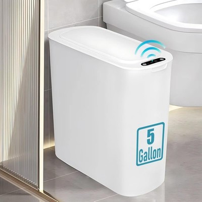 TIPGO 5 Gallon Motion Senor Bathroom Trash Can with Lid, Automatic White 