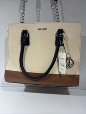 Nine West You & Me Satchel Brown& Cream Trim Todo/t/b MM Bag/ Crossbody NEW