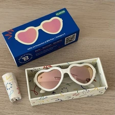Babiators Sweet Cream Heart Rose Gold Polarized Lenses Sunglasses Age 3-5 NIB