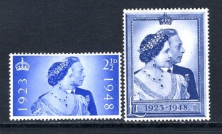 Great Britain KGVI 1948 Silver Wedding Set SG493 494 LM/Mint Cat £40