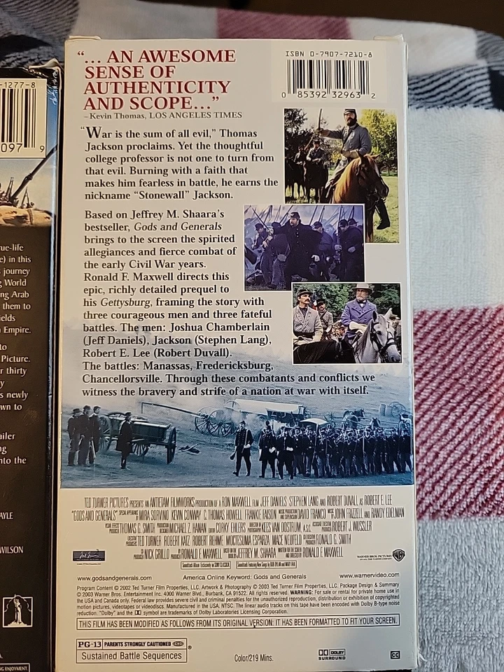 4 Vhs Lot-Gods and Generals,Gettysburg,Gone With The Wind,Lawrence Of Arabia - Image 4 of 4