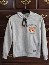 Black Pike " Enjoy Life " Pullover Hoodie Sweatshirt Small Bear Heather Gray NWT