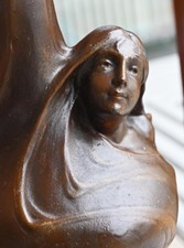 Oryginalny secesyjny wazon, kobieta, podpisany Helene Sibeud, art nouveau