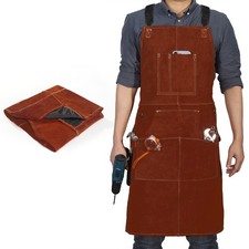 Schwei&szlig;ersch&uuml;rze Spaltleder Braun Schmiedesch&uuml;rze Schutzsch&uuml;rze mit 6 Taschen DE
