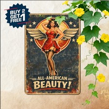 Sailor Pinup Girl Tattoo Flash Sign Vintage Anchor Navy Metal Plaque 8x12