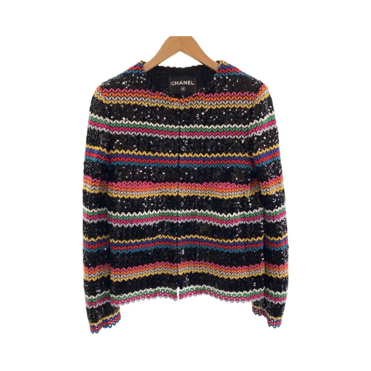 CHANEL Collection linea paillettes P72607V64263 giacca cardigan senza colletto Multicolore
