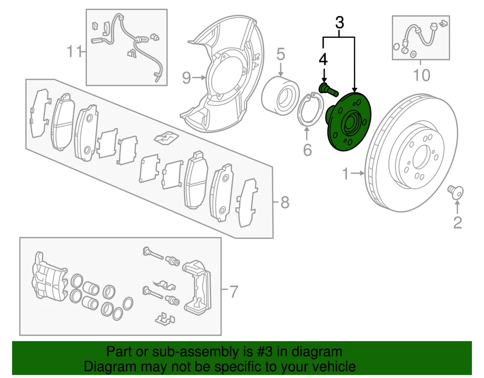 Genuíno Acura 2014-2016 Acura MDX - Conjunto de cubo dianteiro 44600-TZ5-A10 - Imagem 2 de 2
