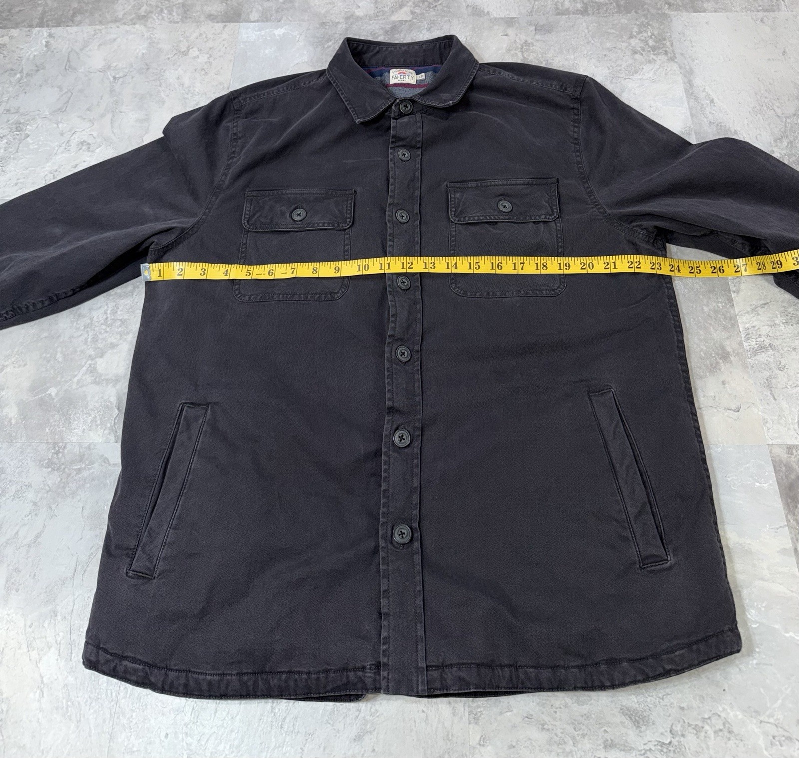 Faherty Jac-Shirt Jacket Blanket Lined CPO Canvas Cotton Button Up Shacket Men L