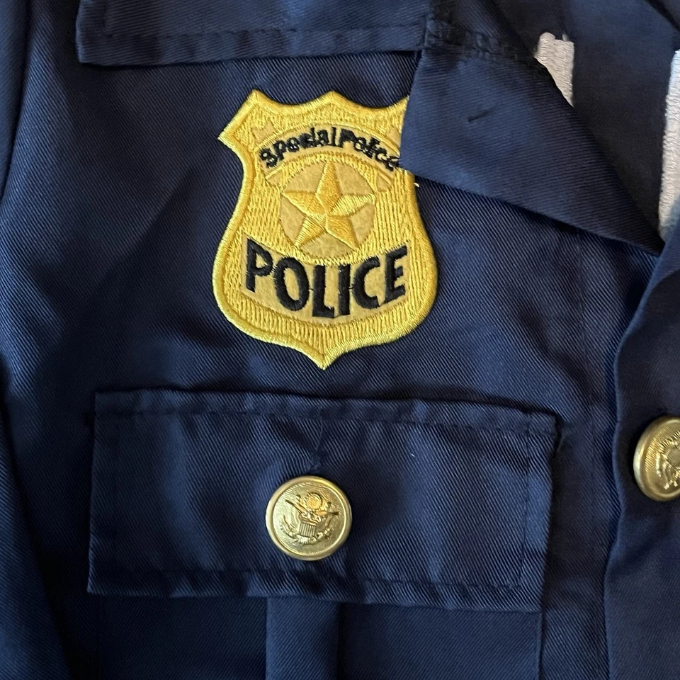 Police Officer Costume Shirt Size M Blue Unisex Halloween Short Sleeve - Image 2 of 4