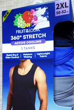 FRUIT OF THE LOOM Men TANK Sleeveless Shirts STRETCH Jersey 3-PACK Size 2XL NWT