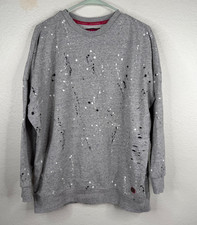 Superdry Women's Sweatshirt Gray Size M Paint Splattered Distressed