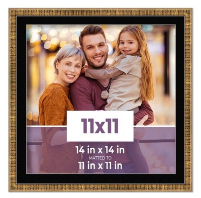 11x11 Frame Gold With Black Picture Mat For 11x11 Photo - Gold 14x14 Frame To Di