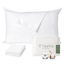 FAUNNA 100 Cotton Pillow Protectors Bed Bug Proof Hypoallergenic Antimicrobial
