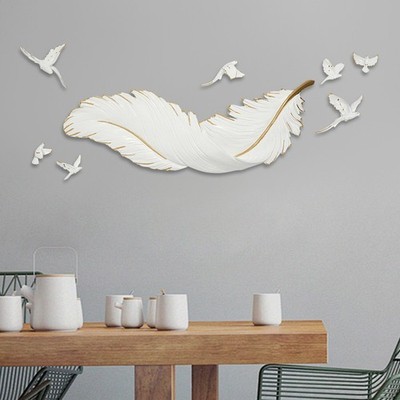 Aesthetic Room Feather Wall-mounted Decor Large Simple Resin Wall Sculptures New