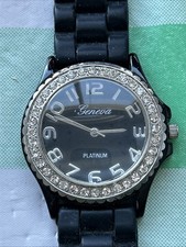 Geneva Platinum Silver And Black Tone Women s Quartz Watch