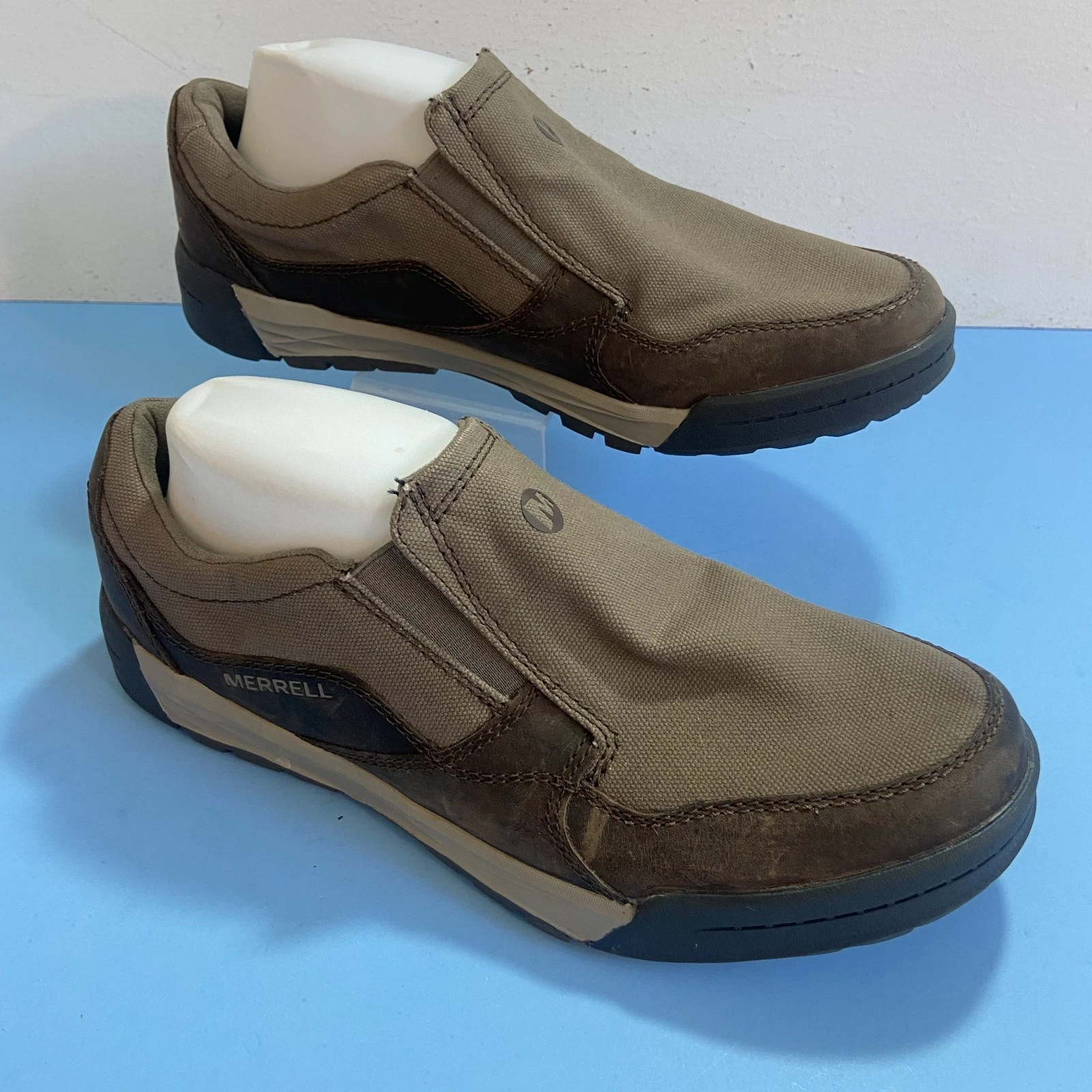 Merrell Berner Shift Slip On Shoes Mens 9 Brown Leather Comfort Casual