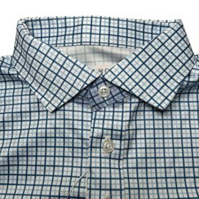 Collars  Co Polo Shirt Mens Small Blue Plaid Dress Collar Classic Preppy NEW