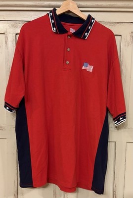 Mens Patriotic Polo Made In USA 250th July 4th Red White Blue Stripes Flag XL