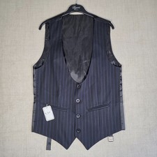 NWT Black with Blue Stripes Suit Vest Gilet size S, 100 cotton