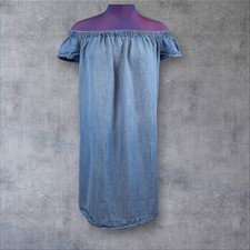 Cloth & Stone Anthropologie Denim Chambray Off the Shoulder Dress Size Small