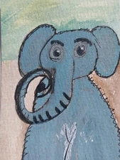 GAT ATC ACEO Painting IMPRESSIONISM Collectible ORIGINAL SMALL Art Elephant 