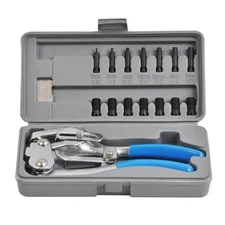 Heavy Duty Manual Hole Punch Tool 7 Size Dies Metal Plastic Adjustable Guide