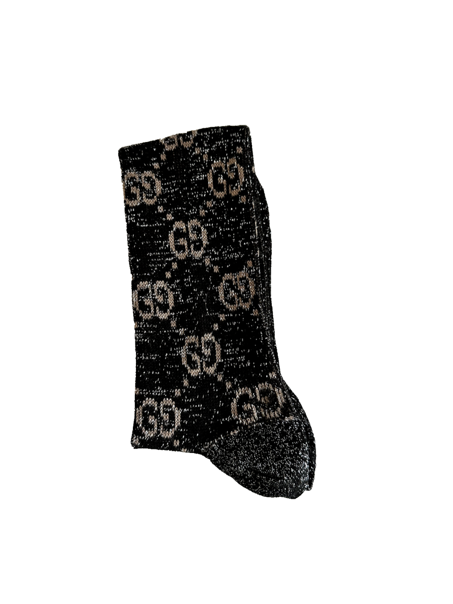 Gucci Lurex GG Motif Socks – Black & Grey – Size M | eBay