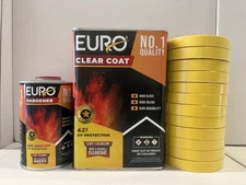 HS 2K High Gloss 4:1 Clear coat Gallon MEDIUM Hardener Free 12 roll Yellow tape