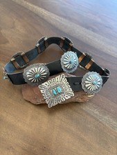 Native Sterling Silver Vintage Turquoise Concho Belt