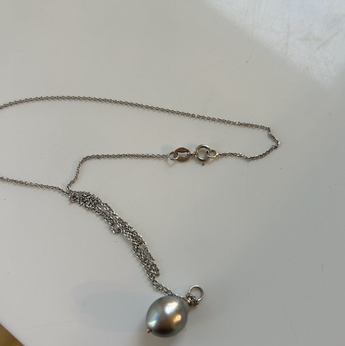 TAHITIAN TEARDROD CULTURED SEA PECOCK COLOR PEARL 14KWHITE GOLD PENDENT NECKLACE - Picture 13 of 14