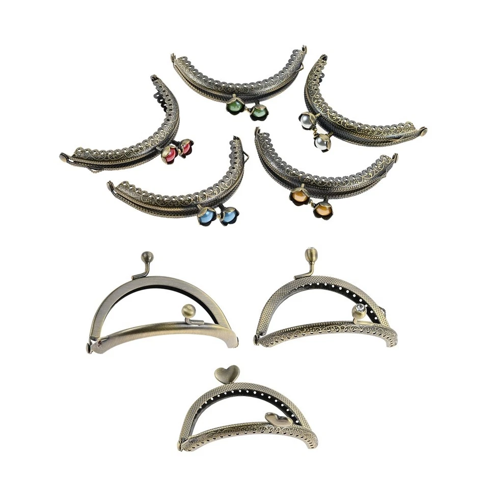 5Pcs 3.35" Semicircular Kiss Lock Clasp Lock Frame Purse Shoulder Bag Handmade - Image 2 of 4