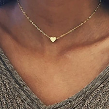 Women's Necklace Dainty Heart Pendant   18K Gold Filled Stainless Steel 54