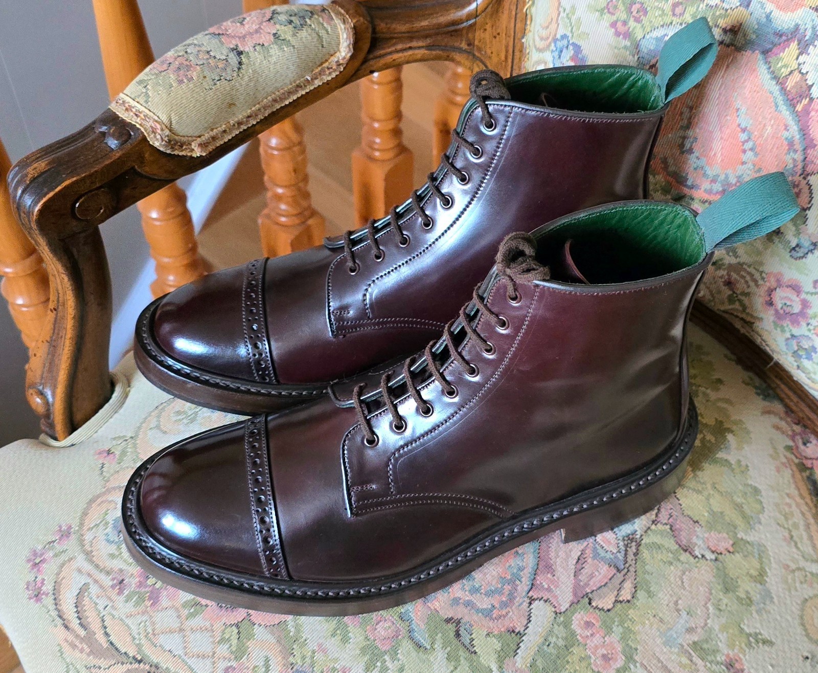 Tricker's Brown Shell Cordovan Cap Toe Work Field Dress Boots US 10 UK 9