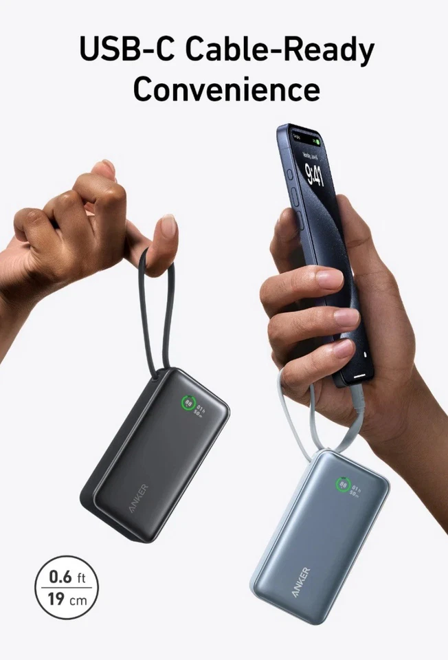 Anker Nano Power Bank. Built-In USB-C Cable 30W Bi-Directional Charging 10,000m - Image 4 of 4