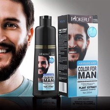 Permanent Men Beard Hair Color Dye Tint Moustache Black Darkening Shampoo 200ml