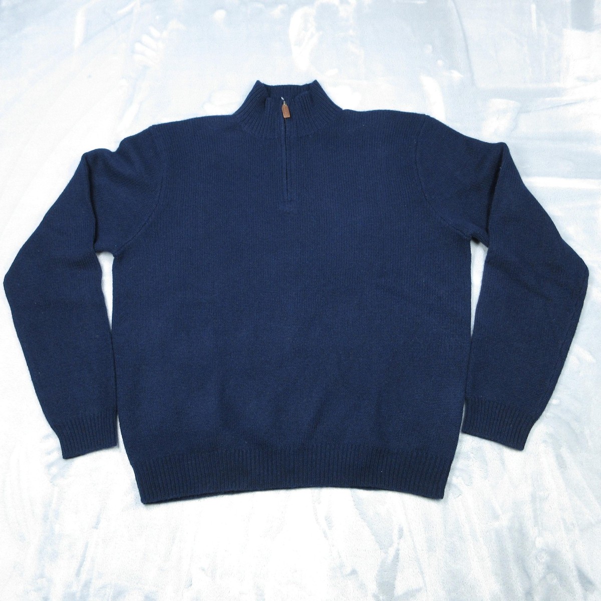 Polo Ralph Lauren Sweater Mens XL Navy Lambswool Quarter Zip Mock