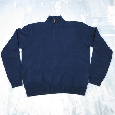 Polo Ralph Lauren Sweater Mens XL Navy Lambswool Quarter Zip Mock