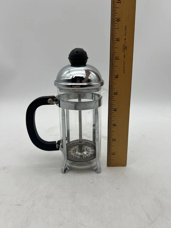 "Cafetera prensa francesa Bonjour de 3 tazas vidrio cromado mango negro 7""" Foto 4 de 4