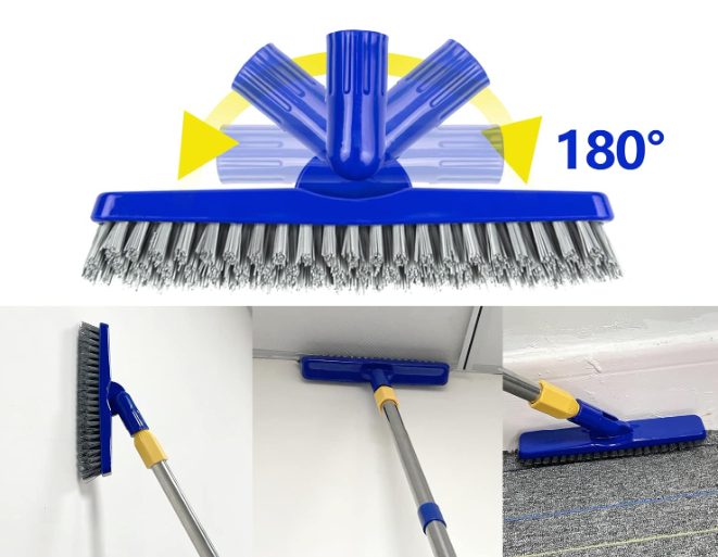 2 Pack Grout Brush with Long Handle, 56.5'' Swivel Grout Cleaning Brush ...