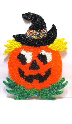 Vintage Jack o Lantern Melted Plastic Popcorn Pumpkin Halloween Wall Decor