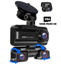 4 Channel 360  4K Front Rear Inside DashCam G-Sensor Night Vision Wi-Fi GPS 128G