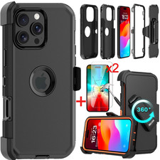 For iPhone 17 16e 15 Pro Max 14 13 Shockproof Rugged Heavy Duty Case Belt Clip