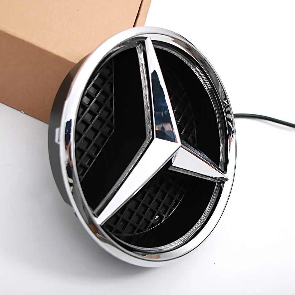 LED Light Chrome Grille Star Emblem Fit For Mercedes-Benz W205 C300 C180 C-Class Foto 3 de 4