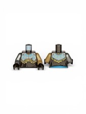 Lego Minifigura Armadura Torso, Placa de Plata con Líneas Rizadas Azul Oscuro sobre Bata