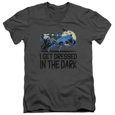 DC Comics Get Dressed Mens Slim Fit V Neck T Shirt Charcoal Officially Licensed